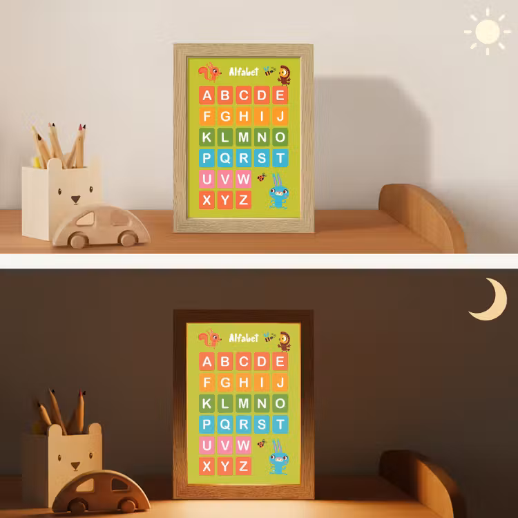 Alfabet - Educatief - Letters leren voor kinderen - Groen - Dieren Light Box met kabel klein -sfeer3_kind