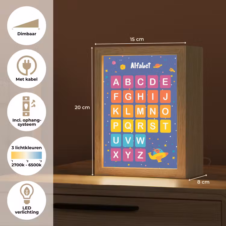 Alfabet - Educatief - Letters leren voor kinderen - Ruimte Light Box met kabel klein -USP_NL
