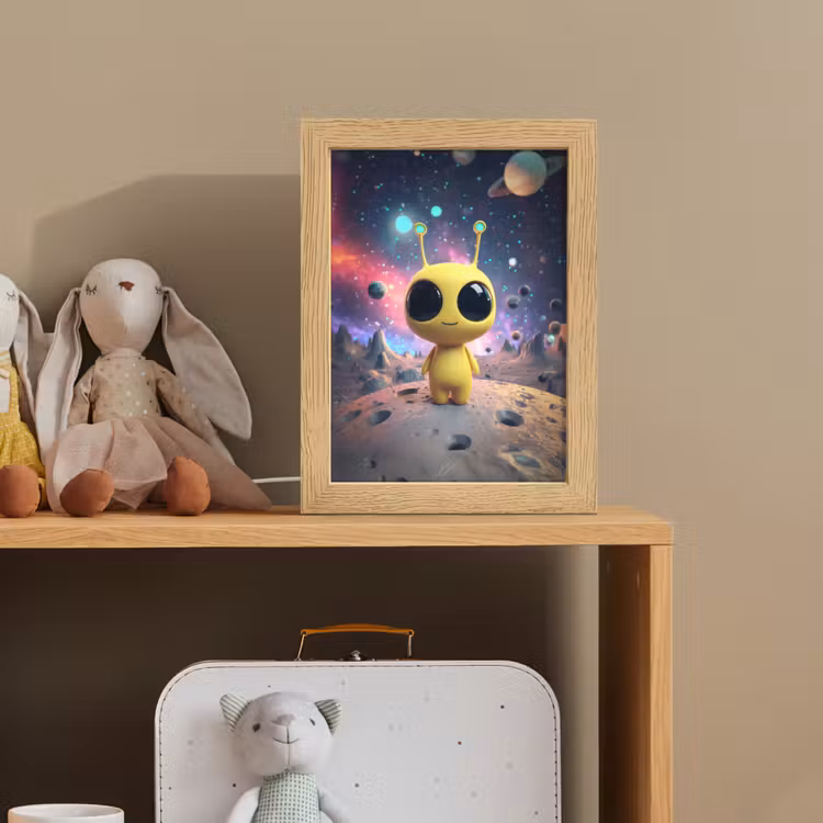 Alien - Ruimte - Geel - Planeten Light Box met kabel klein -sfeer2_kind