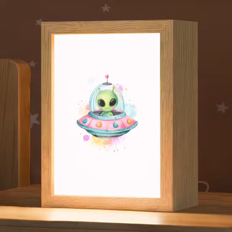 Alien - Ufo - Kleurrijk Light Box met kabel klein -zzz_3d_website