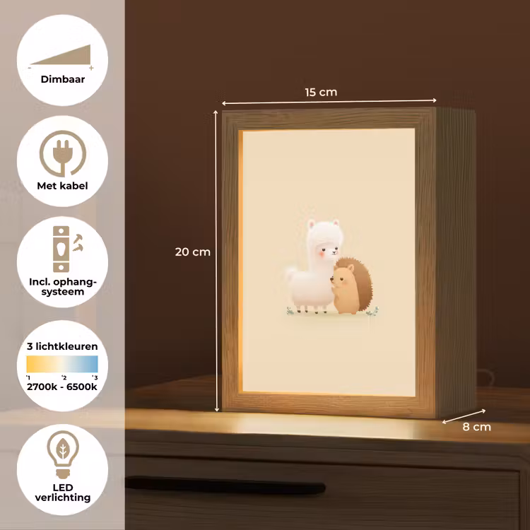 Alpaca - Egel - Bruin - Knuffelen Light Box met kabel klein -USP_NL