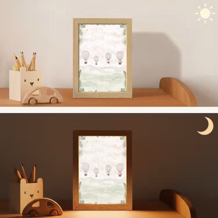 Aquarel - Luchtballonnen - Pastel Light Box met kabel (Kinderlampje) klein -sfeer3_kind