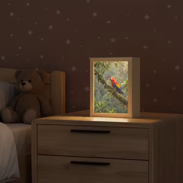 Ara - Jungle - Rood Light Box met kabel (Kinderlampje) klein -sfeer1_kind