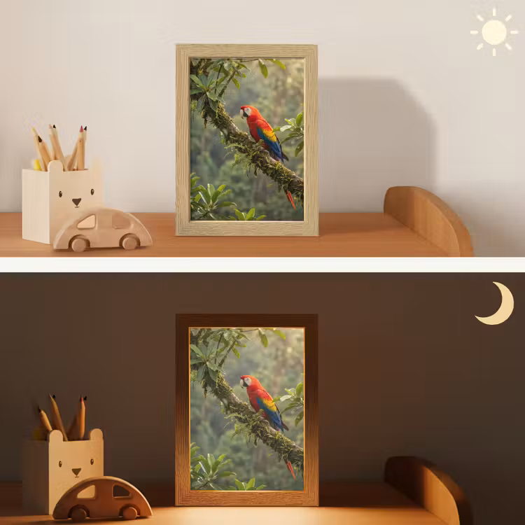 Ara - Jungle - Rood Light Box met kabel (Kinderlampje) klein -sfeer3_kind