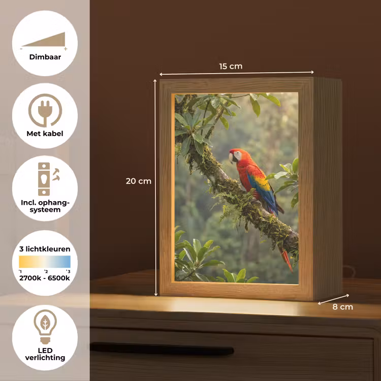 Ara - Jungle - Rood Light Box met kabel (Kinderlampje) klein -USP_NL