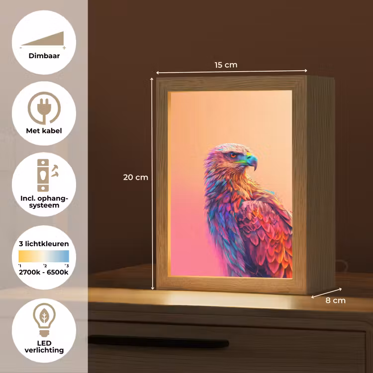 Arend - Vogel - Kleurrijk - Dier Light Box met kabel klein -USP_NL