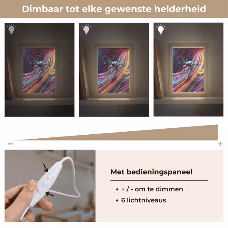 Astronaut - Ruimte - Skateboard - Kleurrijk Light Box met kabel klein -USP_dimbaarNL