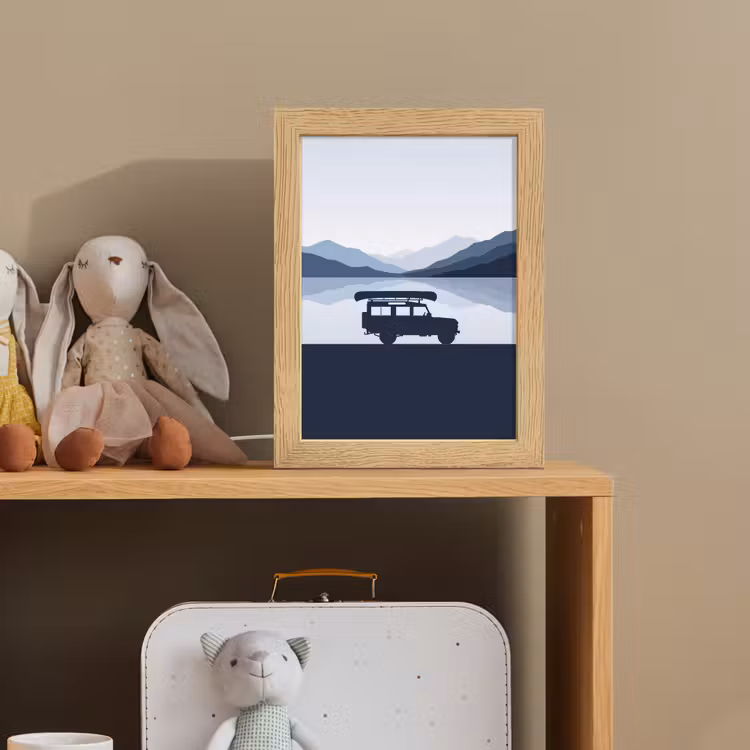 Auto - Meer - Bergen - Blauw Light Box met kabel (Kinderlampje) klein -sfeer2_kind