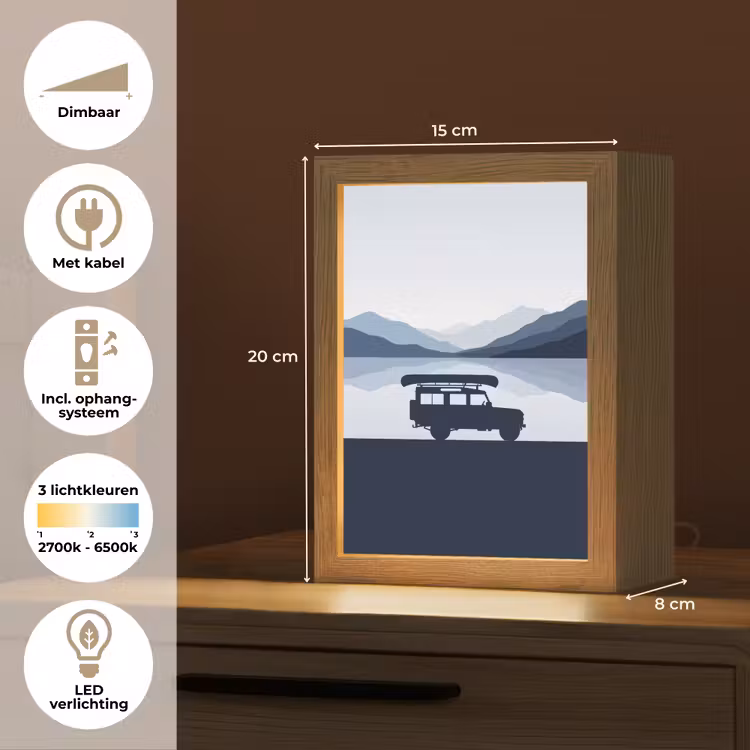 Auto - Meer - Bergen - Blauw Light Box met kabel (Kinderlampje) klein -USP_NL