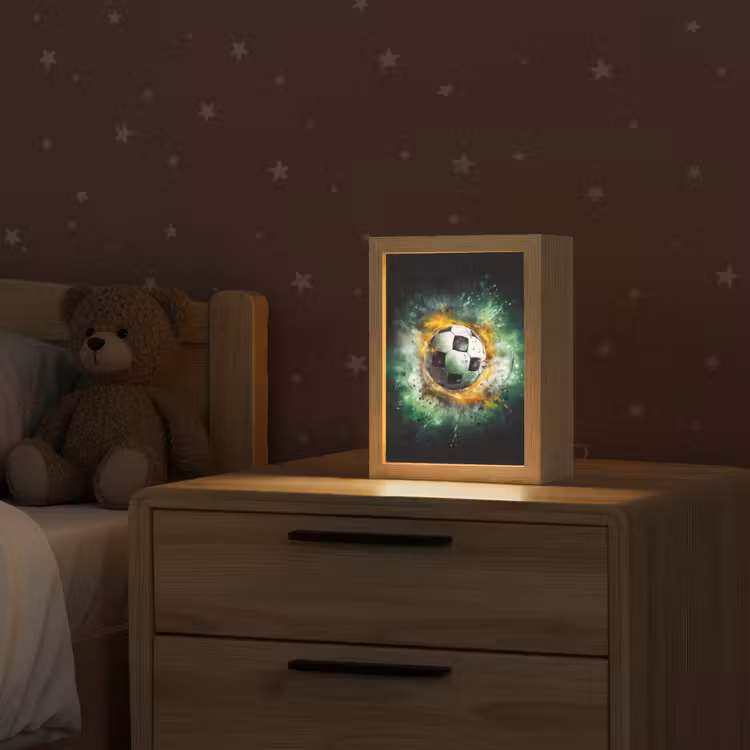 Bal - Voetbal - Groen - Oranje - Rook Light Box met kabel klein -sfeer1_kind