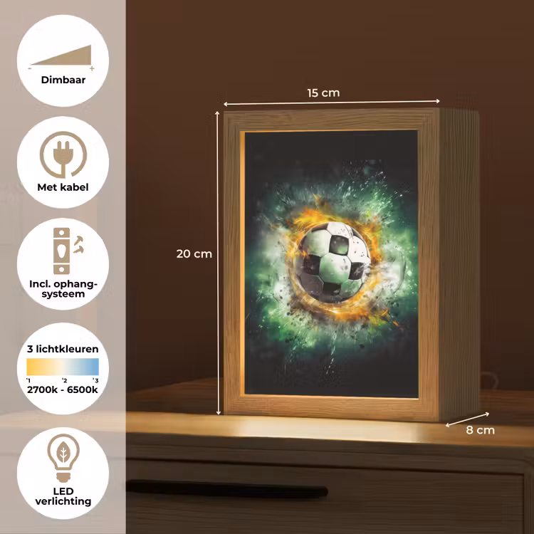 Bal - Voetbal - Groen - Oranje - Rook Light Box met kabel klein -USP_NL