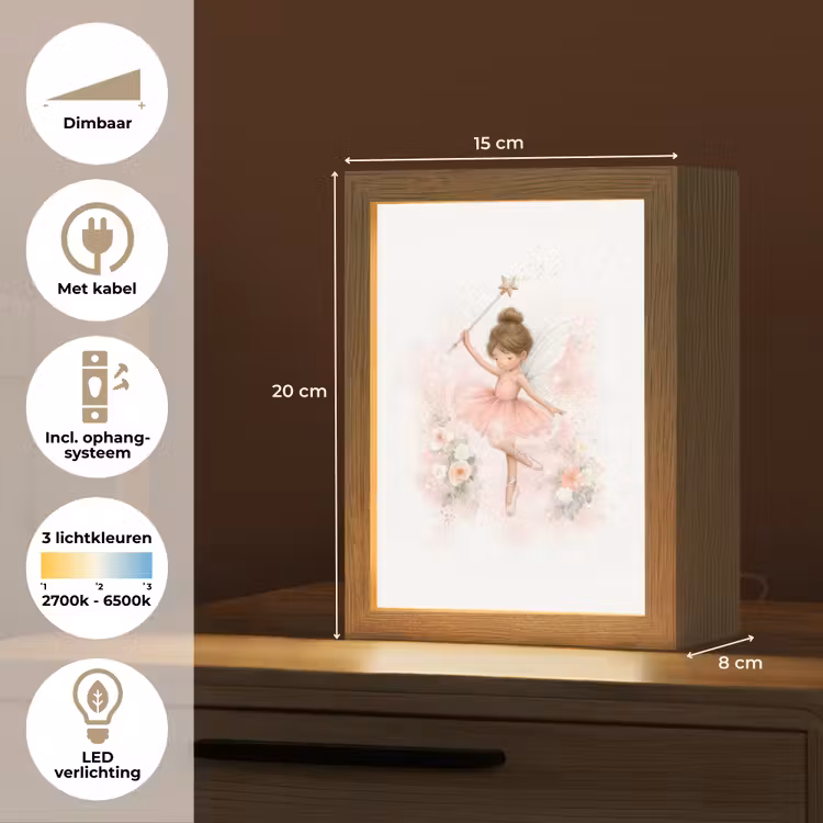 Ballerina - Fee - Bloemen - Roze Light Box met kabel klein -USP_NL