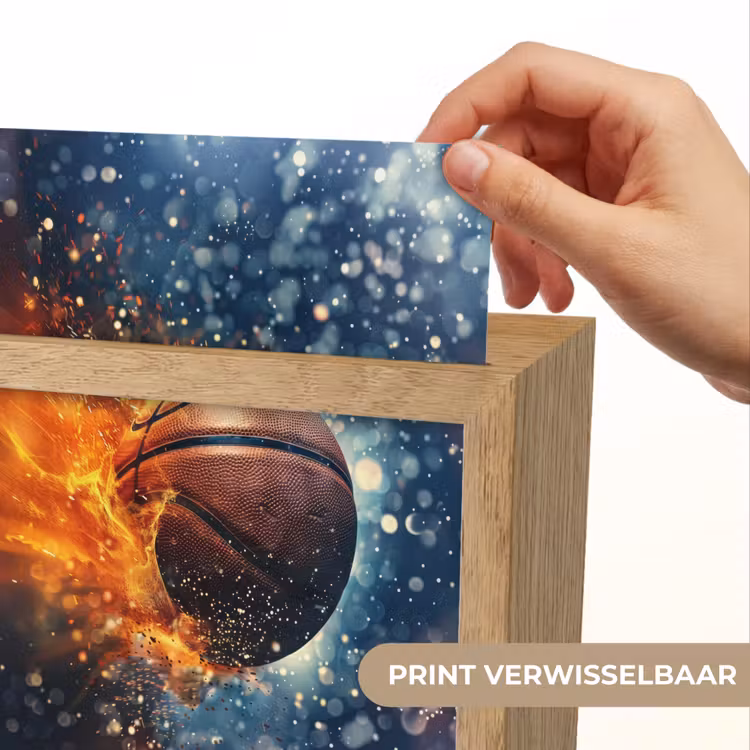 Basketbal - Vuur - Sport - Blauw - Oranje Light Box met kabel (Kinderlampje) klein -USP_websiteprintNL