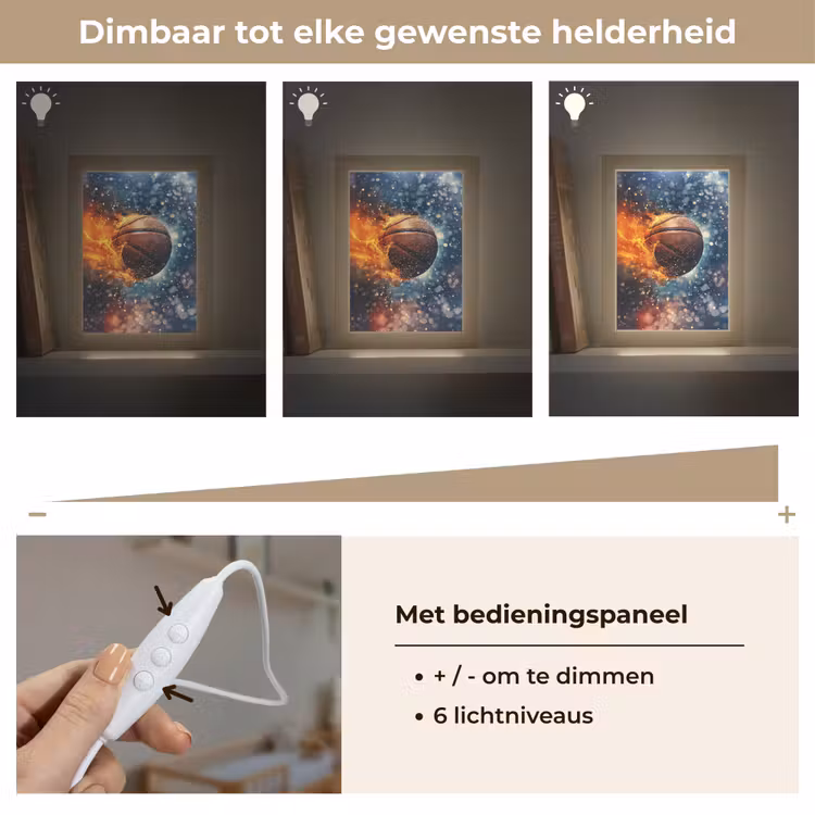 Basketbal - Vuur - Sport - Blauw - Oranje Light Box met kabel klein -USP_dimbaarNL