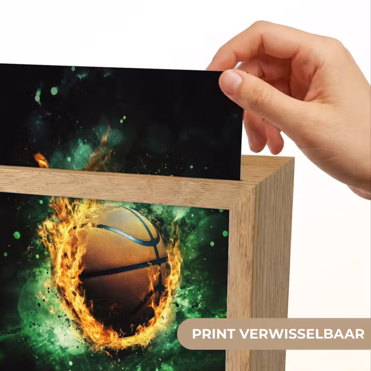 Basketbal - Vuur - Vlammen - Groen Light Box met kabel (Kinderlampje) klein -USP_websiteprintNL