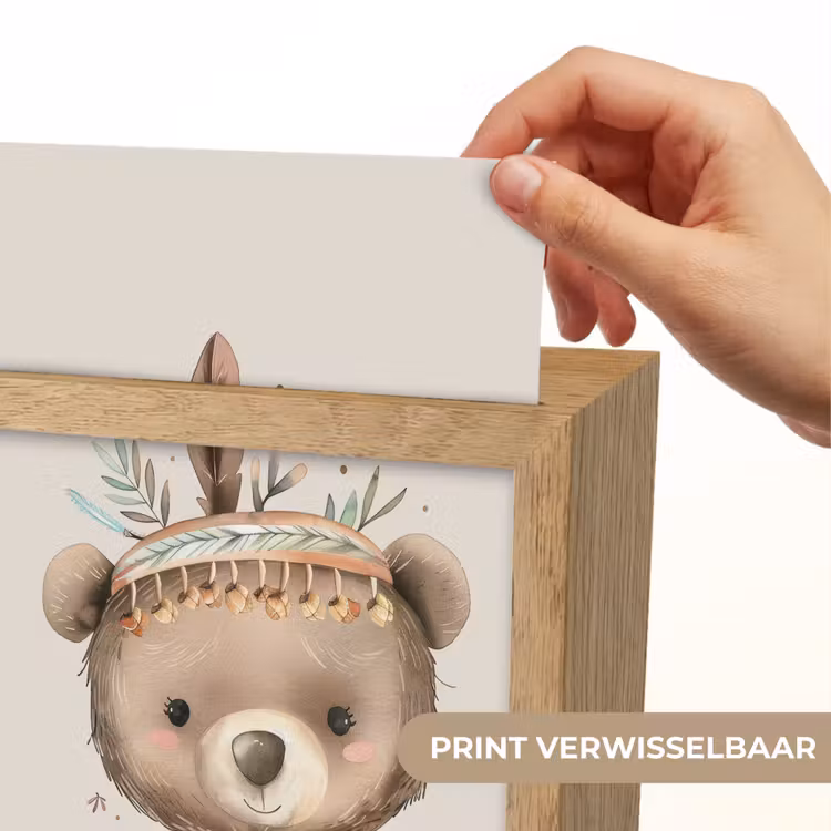 Beer - Boho - Indianentooi - Dieren Light Box met kabel (Kinderlampje) klein -USP_websiteprintNL