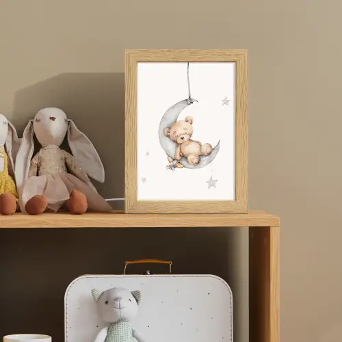 Beer - Maan - Sterren - Kinderen Light Box met kabel klein -sfeer2_kind