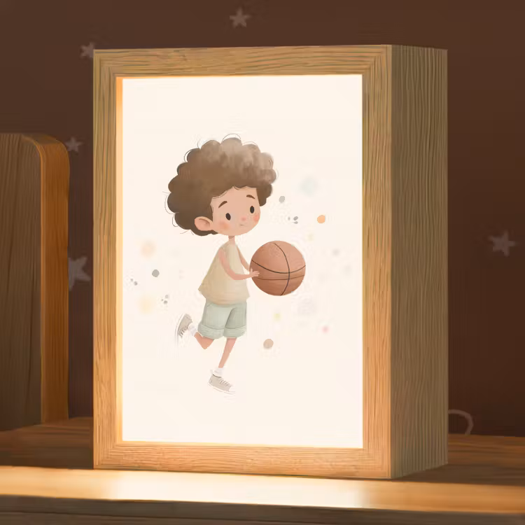 Beige - Jongen - Basketbal - Stippen Light Box met kabel klein -zzz_3d_website