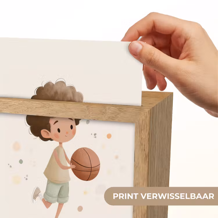 Beige - Jongen - Basketbal - Stippen Light Box met kabel (Kinderlampje) klein -USP_websiteprintNL