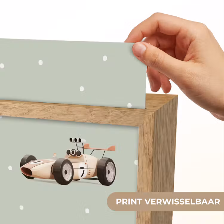 Beige - Raceauto - Stippen Light Box met kabel (Kinderlampje) klein -USP_websiteprintNL