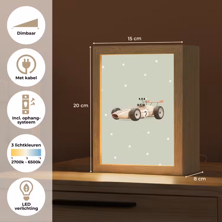 Beige - Raceauto - Stippen Light Box met kabel klein -USP_NL