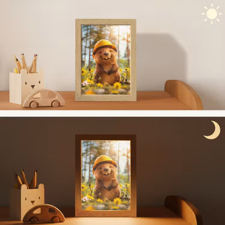 Bever - Dier - Bouwhelm - Natuur Light Box met kabel klein -sfeer3_kind