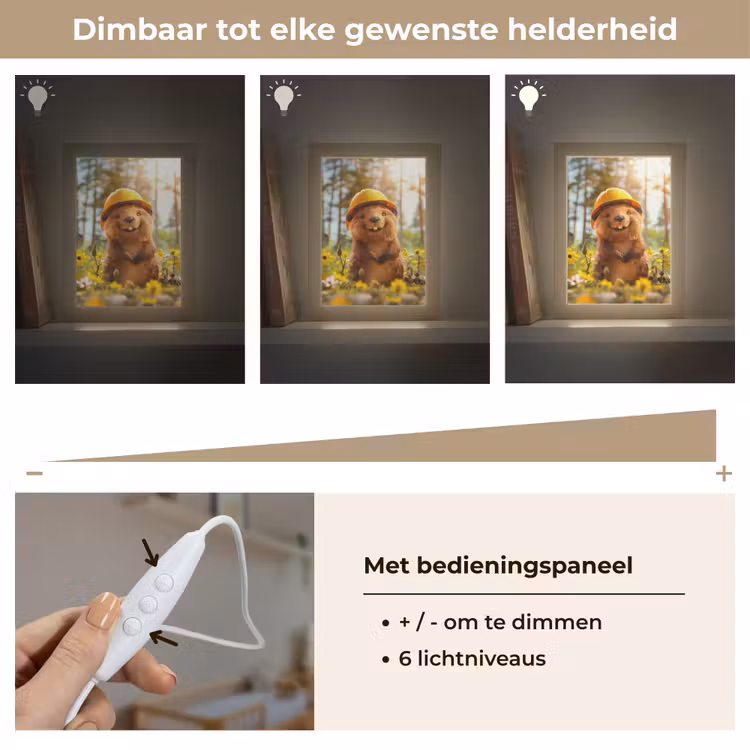 Bever - Dier - Bouwhelm - Natuur Light Box met kabel klein -USP_dimbaarNL