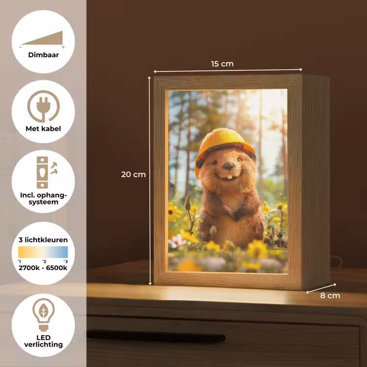 Bever - Dier - Bouwhelm - Natuur Light Box met kabel klein -USP_NL