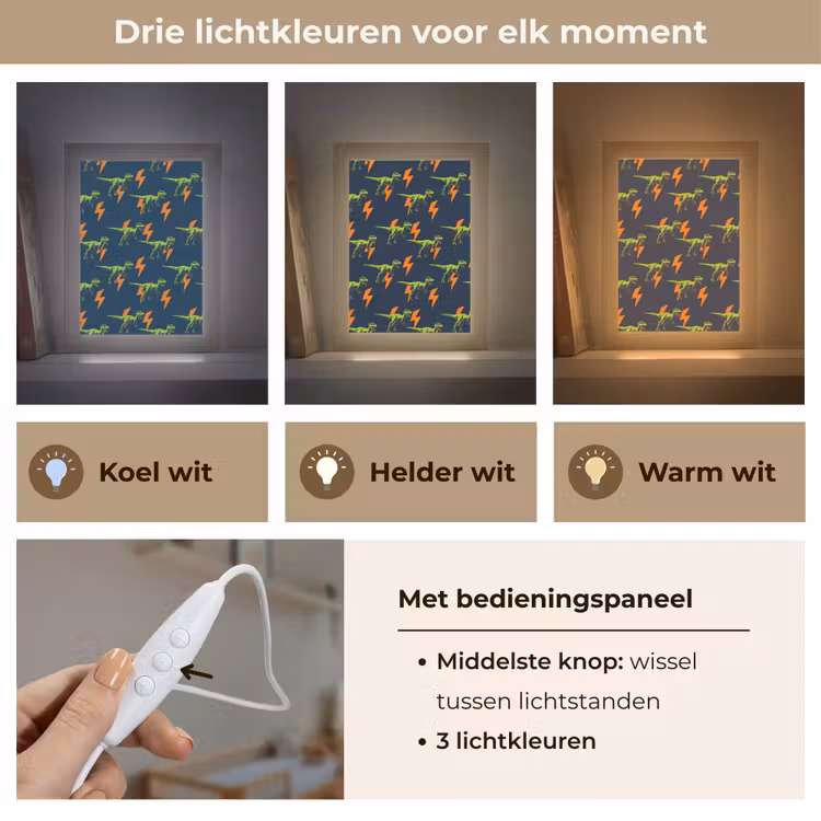 Bliksemschichten - Oranje - Dinosaurussen Light Box met kabel klein -USP_lichtkleurNL