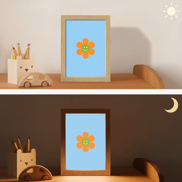 Bloem - Smiley - Kleurrijk Light Box met kabel (Kinderlampje) klein -sfeer3_kind
