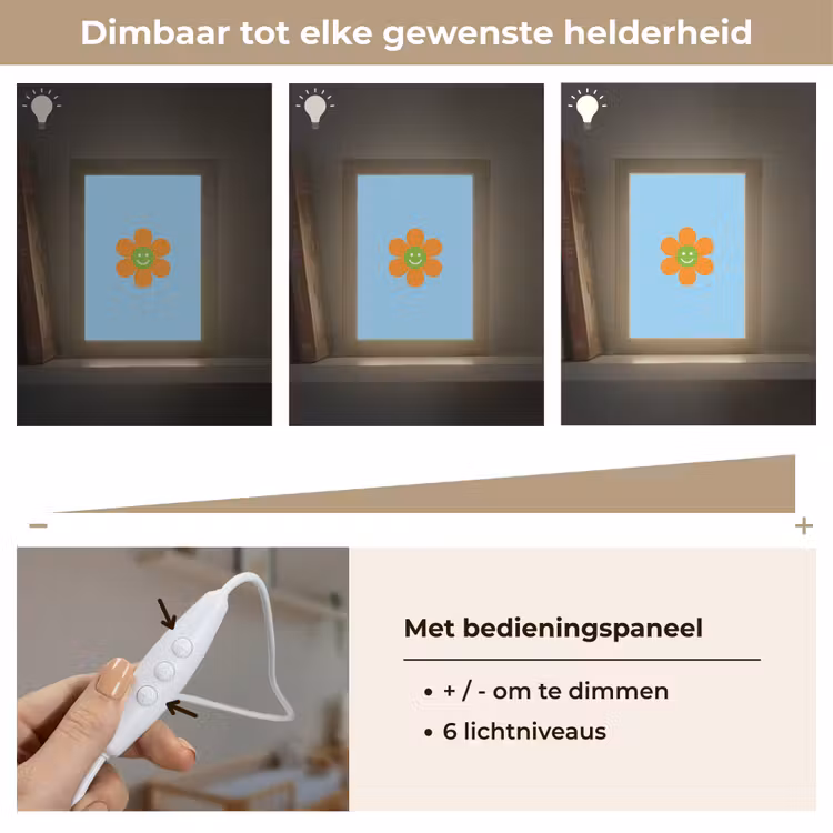 Bloem - Smiley - Kleurrijk Light Box met kabel (Kinderlampje) klein -USP_dimbaarNL