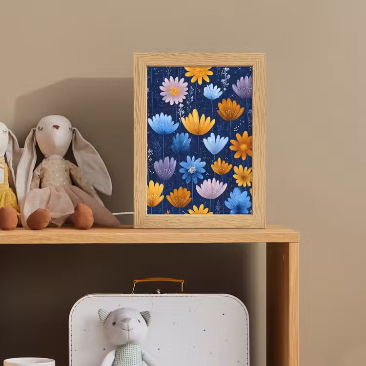 Bloemen - Patroon - Blauw - Contrast Light Box met kabel klein -sfeer2_kind