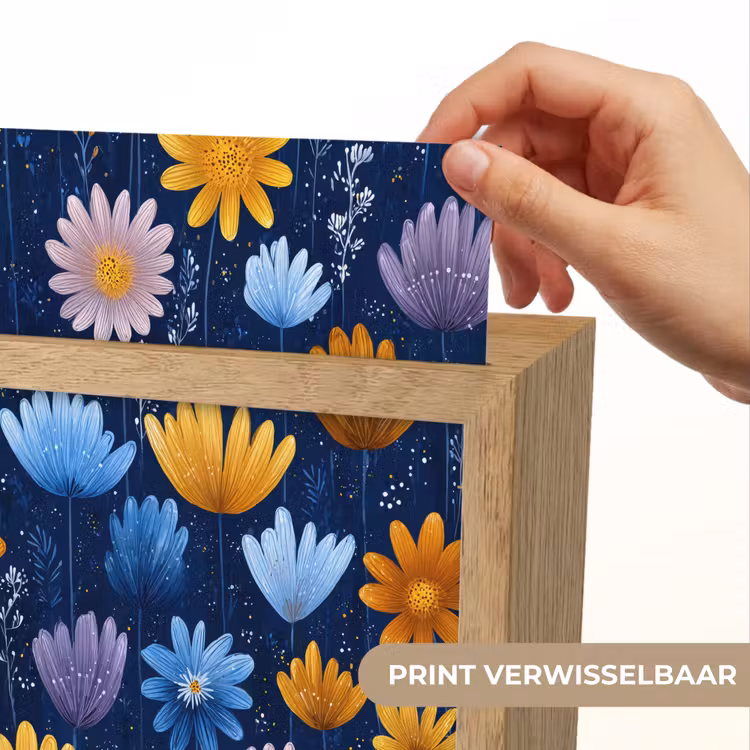 Bloemen - Patroon - Blauw - Contrast Light Box met kabel (Kinderlampje) klein -USP_websiteprintNL