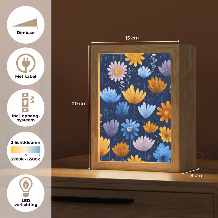 Bloemen - Patroon - Blauw - Contrast Light Box met kabel klein -USP_NL