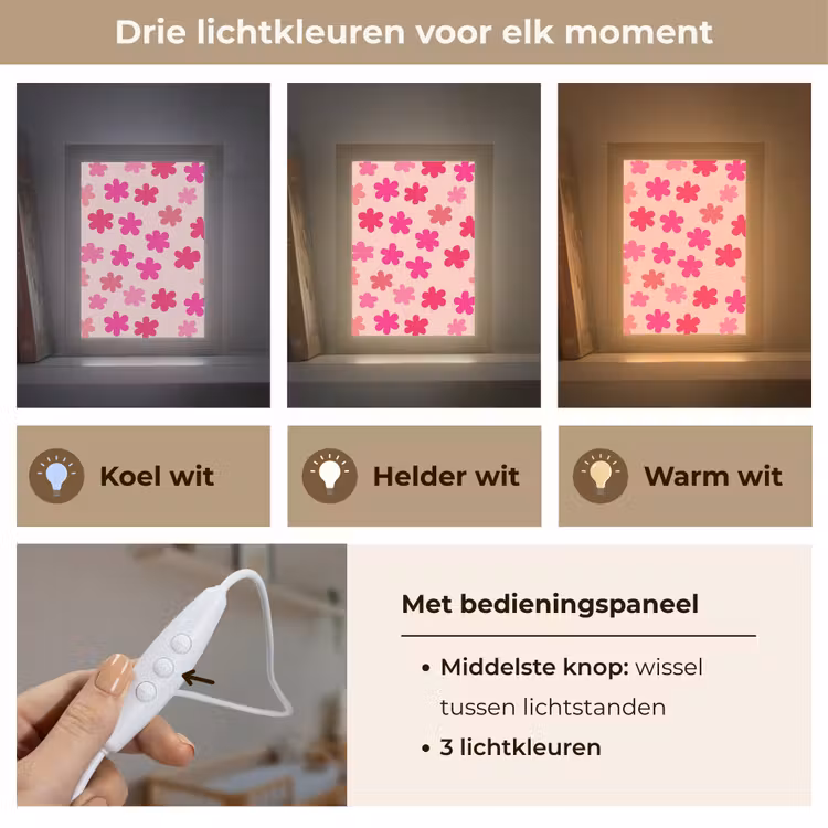 Bloemen - Patroon - Roze Light Box met kabel klein -USP_lichtkleurNL