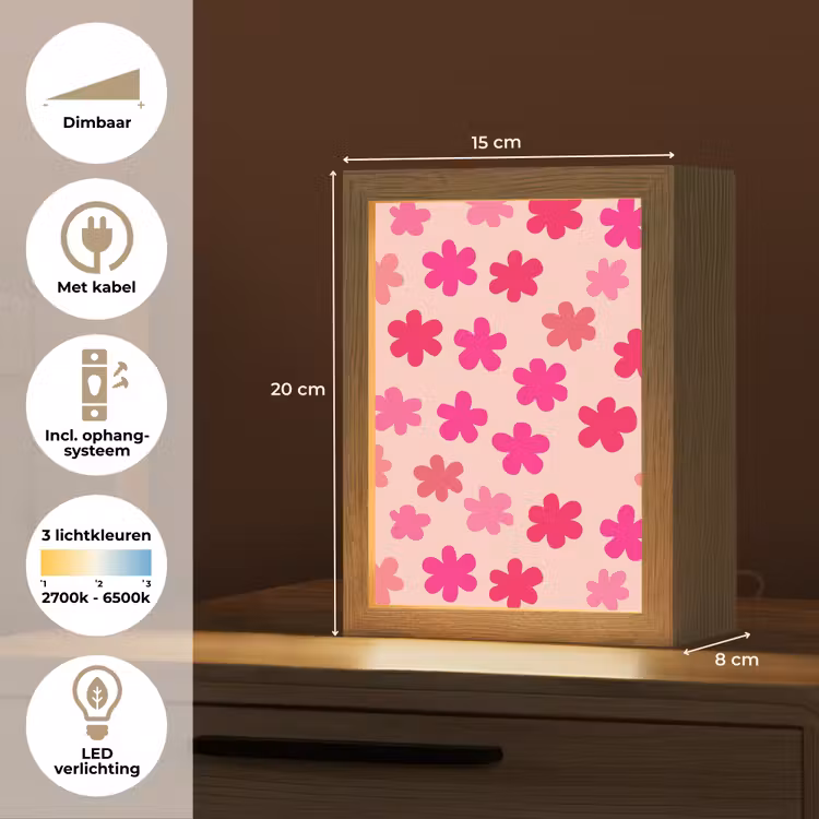Bloemen - Patroon - Roze Light Box met kabel klein -USP_NL