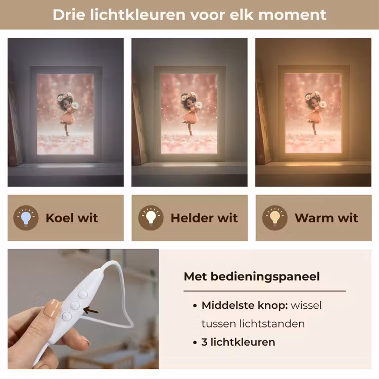 Bloemenfee - Roze - Meisje Light Box met kabel klein -USP_lichtkleurNL