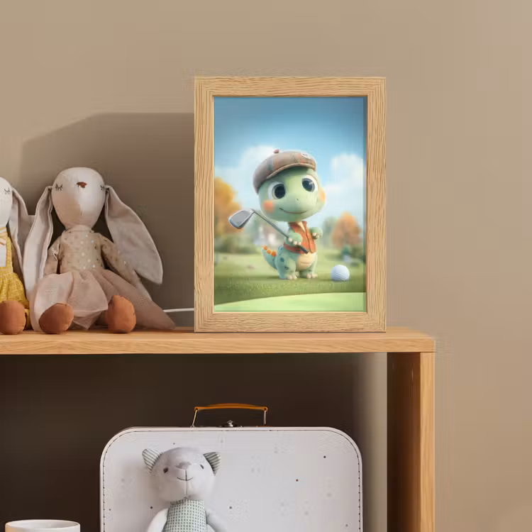Cartoon - Dino - Groen - Golven Light Box met kabel klein -sfeer2_kind