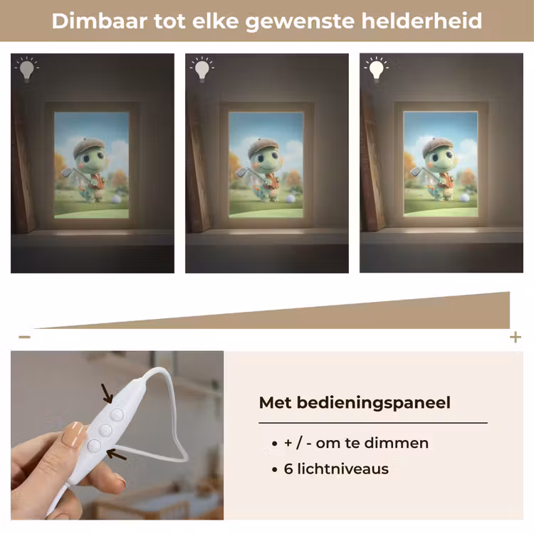 Cartoon - Dino - Groen - Golven Light Box met kabel klein -USP_dimbaarNL
