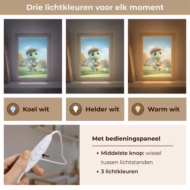 Cartoon - Dino - Groen - Golven Light Box met kabel klein -USP_lichtkleurNL