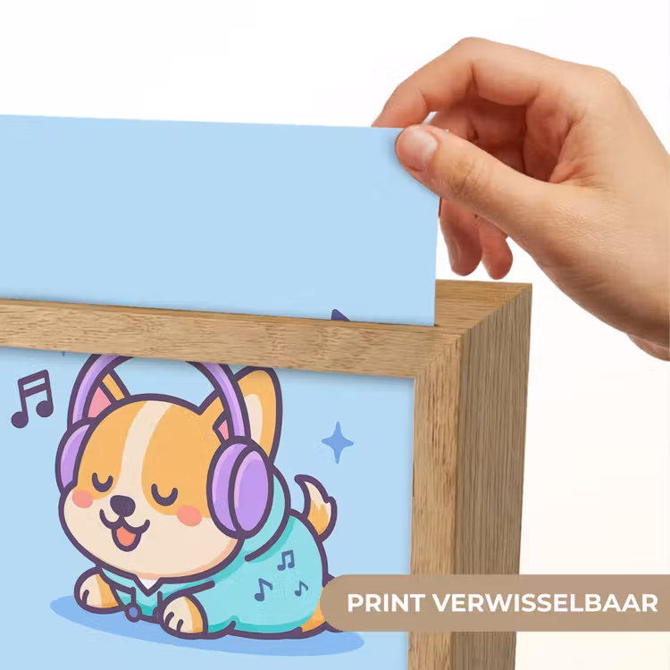 Corgi - Koptelefoon - Blauw - Muzieknoten Light Box met kabel (Kinderlampje) klein -USP_websiteprintNL