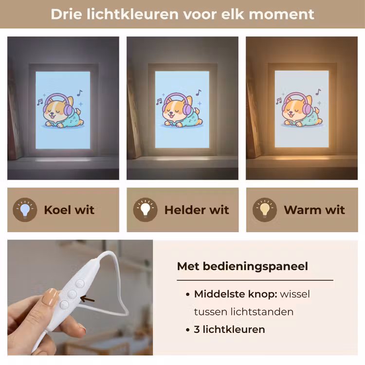 Corgi - Koptelefoon - Blauw - Muzieknoten Light Box met kabel klein -USP_lichtkleurNL
