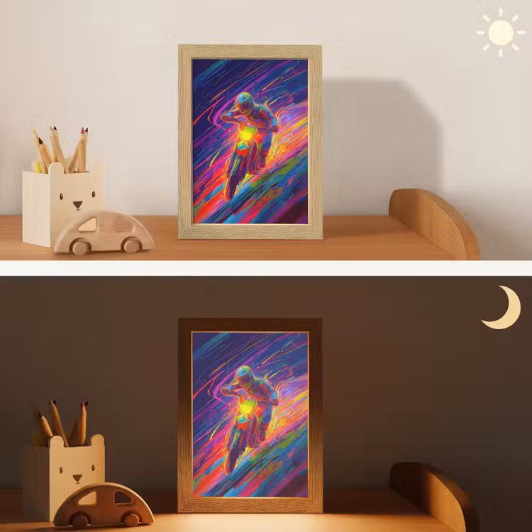 Crossmotor - Neonkleuren - Lijnen - Helm Light Box met kabel klein -sfeer3_kind