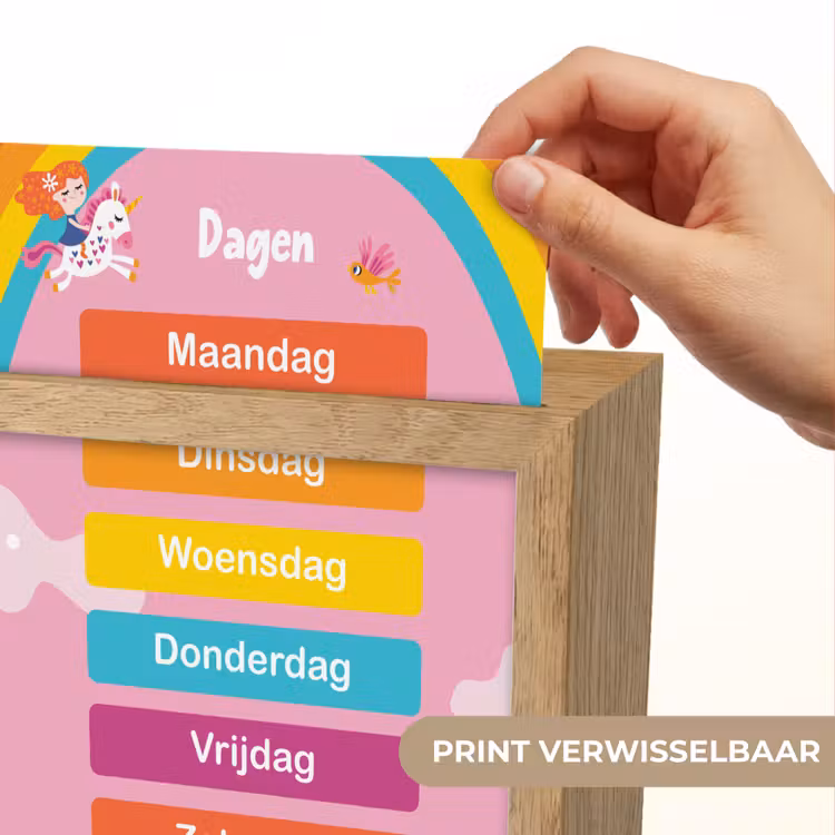 Dagen van de week - Educatief - Leren voor kinderen - Roze Light Box met kabel (Kinderlampje) klein -USP_websiteprintNL