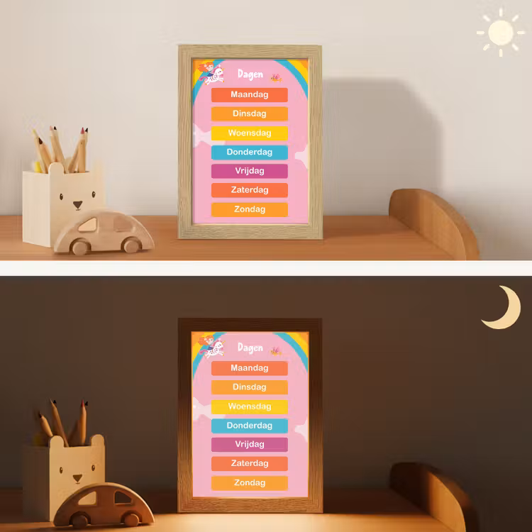 Dagen van de week - Educatief - Leren voor kinderen - Roze Light Box met kabel klein -sfeer3_kind