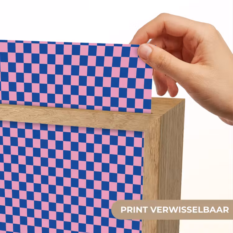 Dambord - Blauw - Patroon - Roze Light Box met kabel (Kinderlampje) klein -USP_websiteprintNL