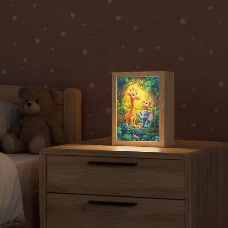 Dieren - Jungle - Giraf - Olifant - Aapje Light Box met kabel klein -sfeer1_kind