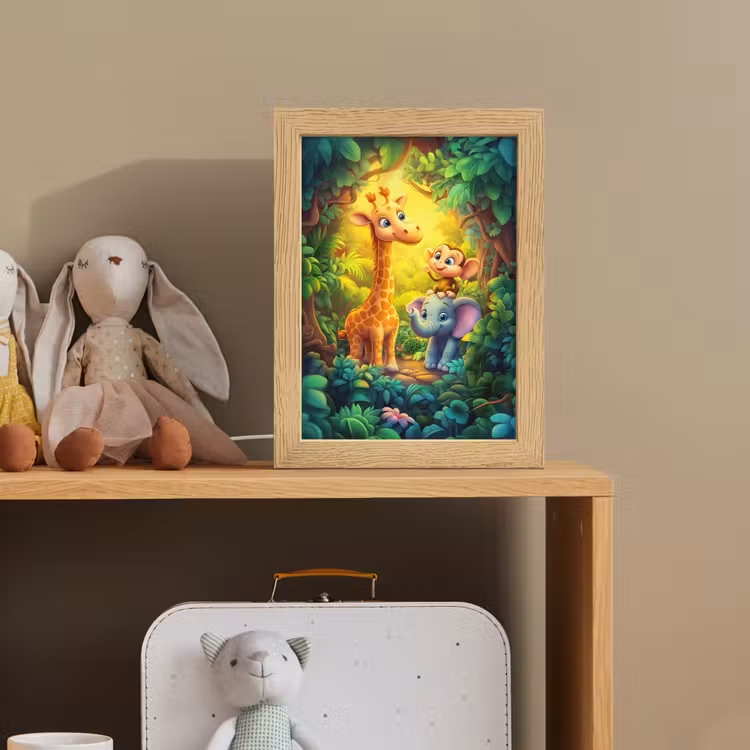 Dieren - Jungle - Giraf - Olifant - Aapje Light Box met kabel klein -sfeer2_kind