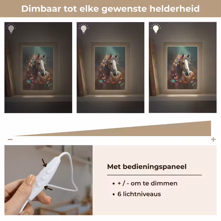 Dieren - Paard - Natuur - Vlinder - Bloemen Light Box met kabel klein -USP_dimbaarNL