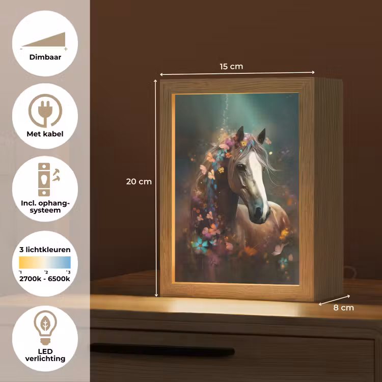 Dieren - Paard - Natuur - Vlinder - Bloemen Light Box met kabel klein -USP_NL